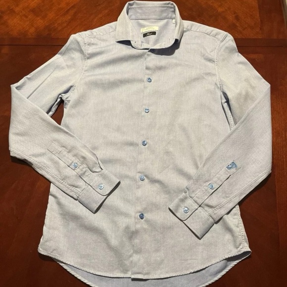 VERSACE COLLECTION Shirt Size 39 Trend  Button Up  Dressy Luxury Blue Print - Picture 13 of 13